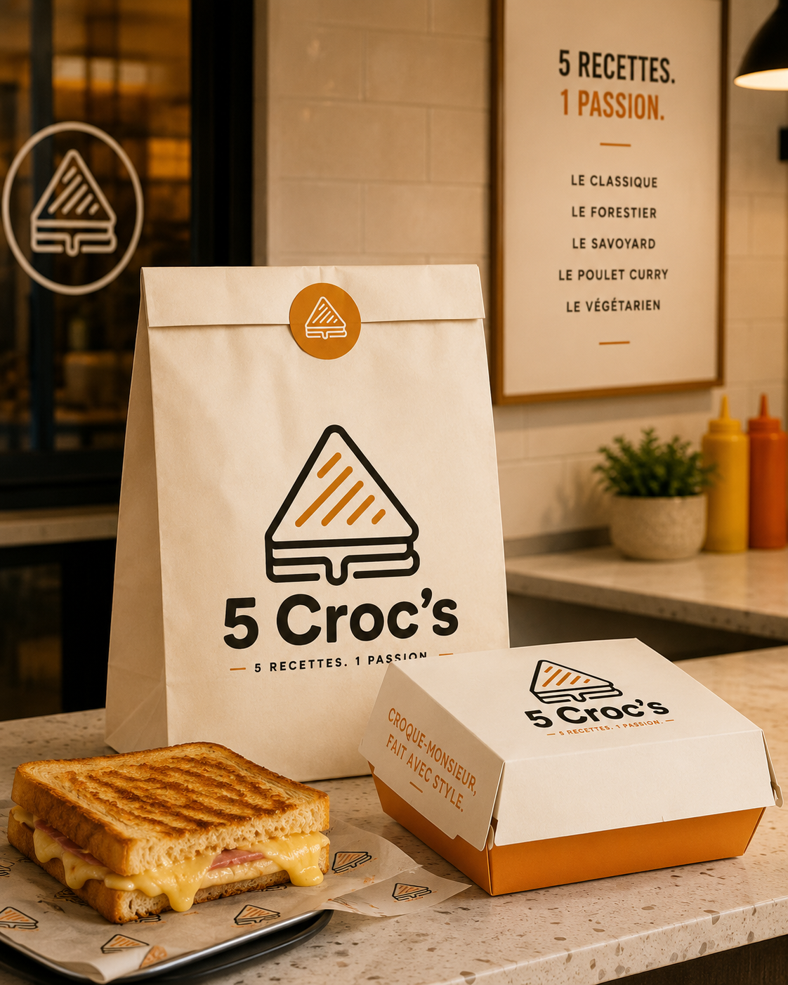 Packaging 5 Croc’s avec sac, boîte et croque-monsieur